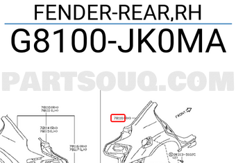 Nissan G8100JK0MA FENDER-REAR,RH