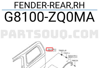 Nissan G8100ZQ0MA FENDER-REAR,RH