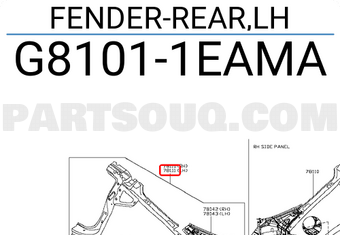 Nissan G81011EAMA FENDER-REAR,LH