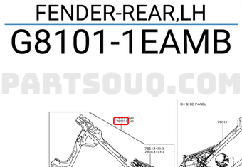 Nissan G81011EAMB FENDER-REAR,LH