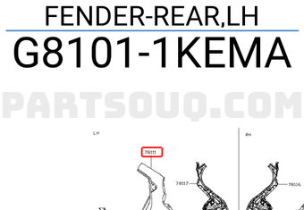 Nissan G81011KEMA FENDER-REAR,LH