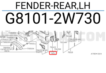 Nissan G81012W730 FENDER-REAR,LH