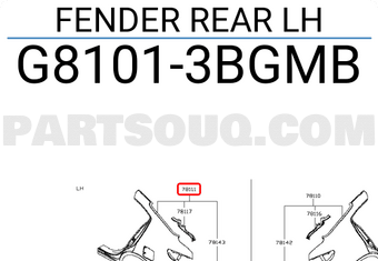 Nissan G81013BGMB FENDER REAR LH