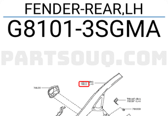 Nissan G81013SGMA FENDER-REAR,LH