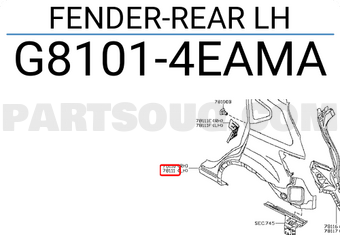 Nissan G81014EAMA FENDER-REAR LH