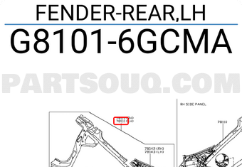 Nissan G81016GCMA FENDER-REAR,LH