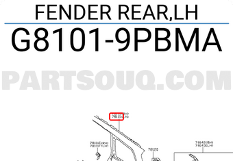Nissan G81019PBMA FENDER REAR,LH