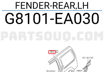 Nissan G8101EA030 FENDER-REAR,LH