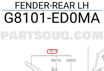 Nissan G8101ED0MA FENDER-REAR LH