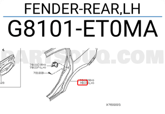 Nissan G8101ET0MA FENDER-REAR,LH