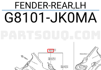 Nissan G8101JK0MA FENDER-REAR,LH