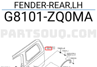 Nissan G8101ZQ0MA FENDER-REAR,LH