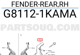 Nissan G81121KAMA FENDER-REAR,RH