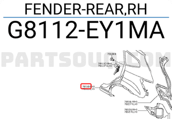 Nissan G8112EY1MA FENDER-REAR,RH