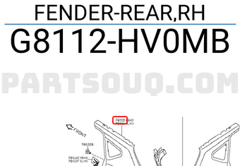Nissan G8112HV0MB FENDER-REAR,RH