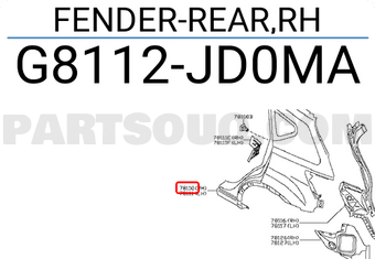 Nissan G8112JD0MA FENDER-REAR,RH