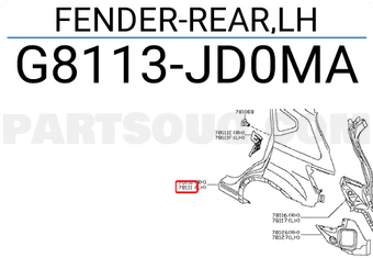 Nissan G8113JD0MA FENDER-REAR,LH