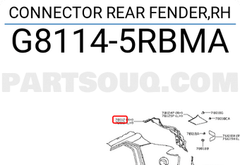 Nissan G81145RBMA CONNECTOR REAR FENDER,RH