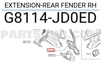 Nissan G8114JD0ED EXTENSION-REAR FENDER RH
