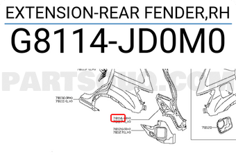 Nissan G8114JD0M0 EXTENSION-REAR FENDER,RH