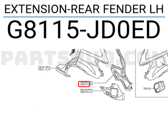 Nissan G8115JD0ED EXTENSION-REAR FENDER LH