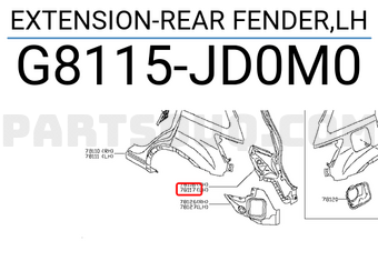 Nissan G8115JD0M0 EXTENSION-REAR FENDER,LH