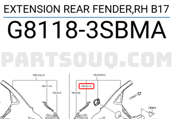 Nissan G81183SBMA EXTENSION REAR FENDER,RH B17