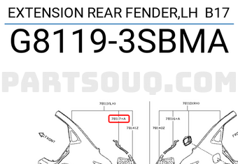 Nissan G81193SBMA EXTENSION REAR FENDER,LH B17