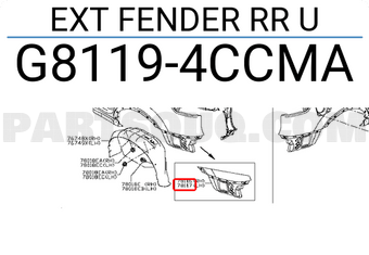 Nissan G81194CCMA EXT FENDER RR U