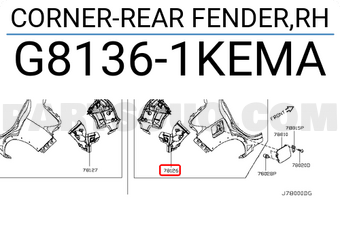 Nissan G81361KEMA CORNER-REAR FENDER,RH