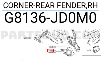 Nissan G8136JD0M0 CORNER-REAR FENDER,RH