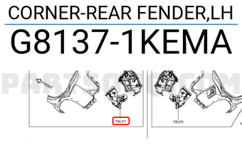 Nissan G81371KEMA CORNER-REAR FENDER,LH