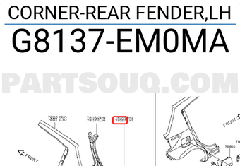 Nissan G8137EM0MA CORNER-REAR FENDER,LH