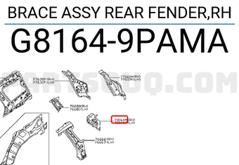 Nissan G81649PAMA BRACE ASSY REAR FENDER,RH
