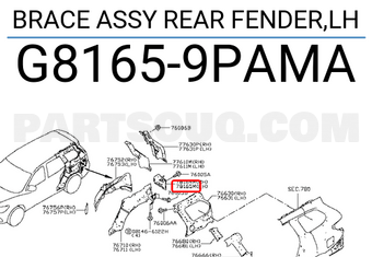 Nissan G81659PAMA BRACE ASSY REAR FENDER,LH