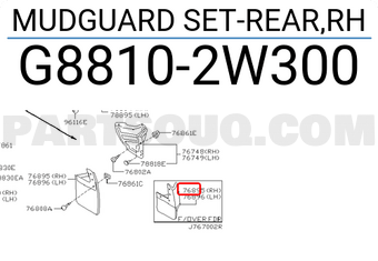 Nissan G88102W300 MUDGUARD SET-REAR,RH