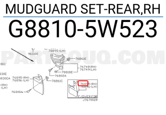Nissan G88105W523 MUDGUARD SET-REAR,RH