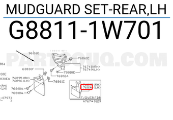 Nissan G88111W701 MUDGUARD SET-REAR,LH