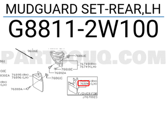 Nissan G88112W100 MUDGUARD SET-REAR,LH