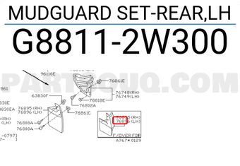 Nissan G88112W300 MUDGUARD SET-REAR,LH