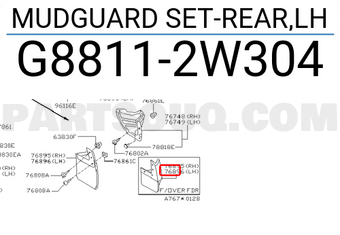 Nissan G88112W304 MUDGUARD SET-REAR,LH