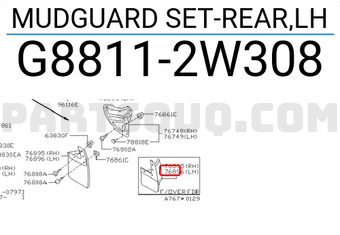 Nissan G88112W308 MUDGUARD SET-REAR,LH