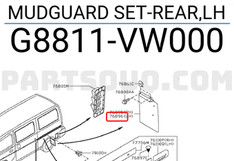 Nissan G8811VW000 MUDGUARD SET-REAR,LH