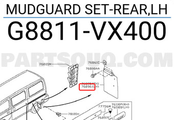 Nissan G8811VX400 MUDGUARD SET-REAR,LH