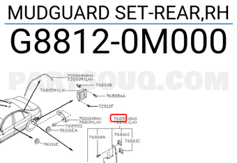 Nissan G88120M000 MUDGUARD SET-REAR,RH