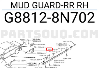 Nissan G88128N702 MUD GUARD-RR RH