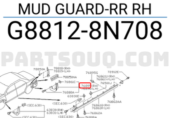 Nissan G88128N708 MUD GUARD-RR RH