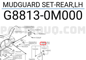 Nissan G88130M000 MUDGUARD SET-REAR,LH