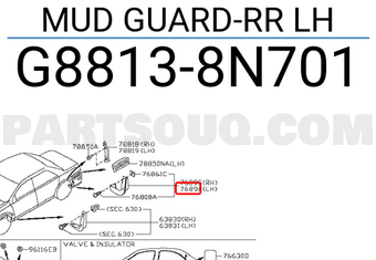 Nissan G88138N701 MUD GUARD-RR LH