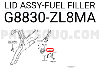 Nissan G8830ZL8MA LID ASSY-FUEL FILLER